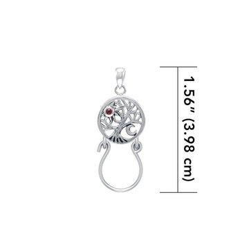 Tree of Life Silver Charm Holder Pendant with Gemstone TPD5085 - Jewelry